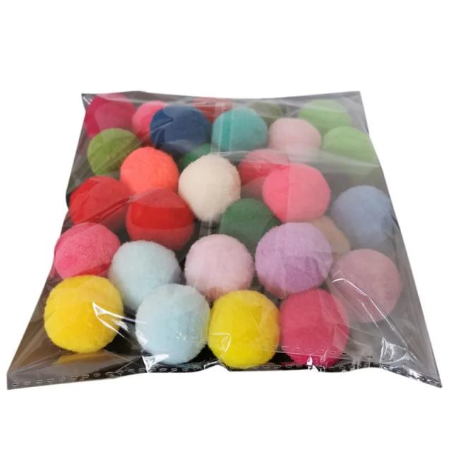 Brinquedo Interativo em Forma de Bola de Pele para Gatos - Conjunto Variado de 10, 20 ou 30 Peças em Cores Misturadas de Poliéster