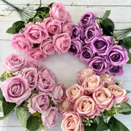 Rosa pérola artificial buquê de flor, arranjo floral acessórios, suporte fotográfico, presente do dia dos namorados, decoração de mesa em casa, vaso deco, 9 cabeças - Image 1