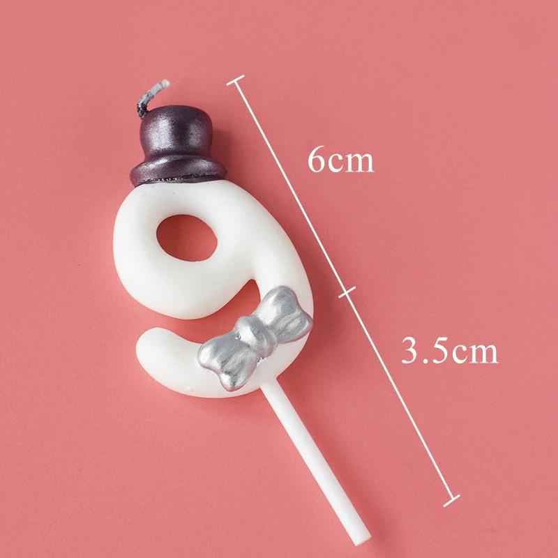 Velas de bolo de aniversário para crianças e adultos, vela coroa, rosa e branco, decoração de festa de casamento, 0-9, fofa, 1pc - Image 1