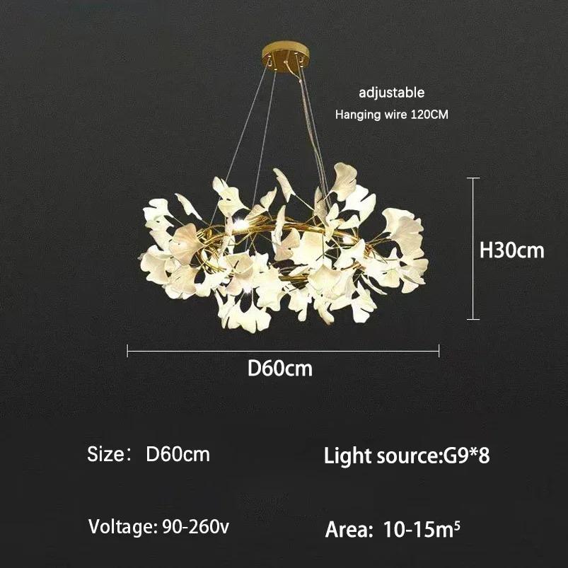 Modern Nordic Ginkgo Branch Folha Pingente LED Teto Lustre, Sala de estar, Sala de jantar, Home Decor, Iluminação interior, G9 - Image 1