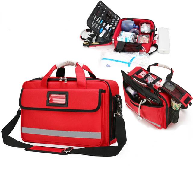 Kit de Primeiros Socorros Impermeável de Nylon com Grande Capacidade e Múltiplos Bolsos para Emergências ao Ar Livre e Viagens Esportivas