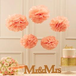 5 pçs 4 6 8 10 12 Polegada papel de tecido pom pom pompons festa de casamento papel pompom flor para decoração de casamento pompons aniversário bebê - Image 6