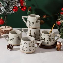 Caneca cerâmica retro com alça resistente ao calor Copo de café de alces Suco artesanal Copo de leite para casa Escritório Copo de água Copo de chá Presente de Natal - Image 3