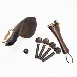 1 conjunto de alta qualidade violino 4/4 ébano natural acessórios de madeira acessórios de peças, tailpiece + pinos de ajuste + endpins + descanso queixo/suporte de queixo - Image 6