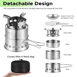 Fogão de acampamento portátil, álcool, queima de madeira, sobrevivência, para mochila ao ar livre, piqueniques e churrasco, pequeno fogão de combustível duplo - Image 5