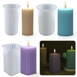 Clássico listrado romano cilíndrico silicone vela molde colunar listrado diy castiçal fazendo design forma vela artesanal - Image 6