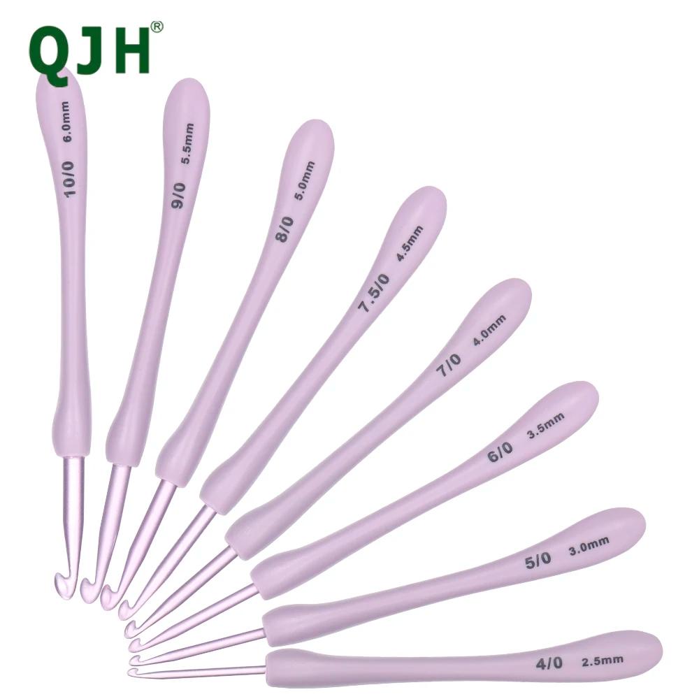Conjunto de ganchos de crochê de liga de alumínio roxo, 8 peças, alças ergonômicas de agulhas de tricô, adequado para chapéu de tricô, suéter, meias de bebê, sci - Image 1