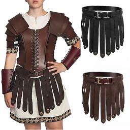 Saia de couro PU medieval Viking Knight para homens e mulheres, armadura gladiador, traje cosplay guerreiro, acessório para festa de Halloween, cinto borla - Image 1