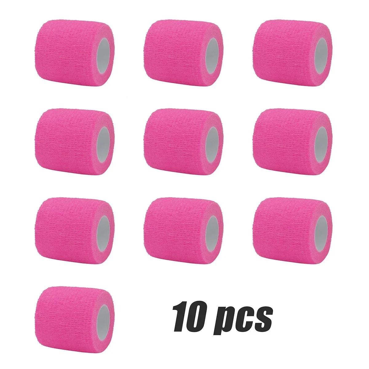 Auto-adesivo elástico Sport Wrap Tape, fita elastoplast rosa brilhante, almofadas de apoio do joelho, dedo do tornozelo da palma, 6 10pcs - Image 1