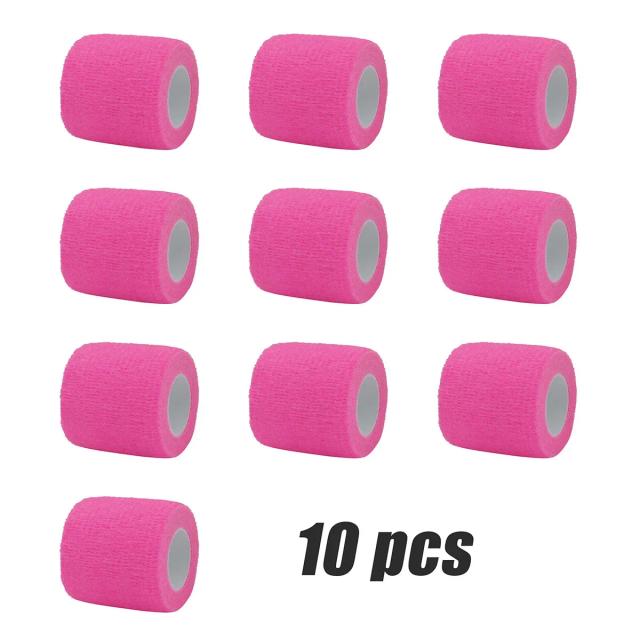 Fita Auto-adesiva Elástica Rosa Brilhante Sport Wrap Tape para Suporte de Joelho e Tornozelo - Pacote com 6 ou 10 Peças
