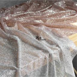 Tecido de lantejoulas brilhante para decoração de fundo, Gradiente DIY, Tecido Designer para Palco, Tecido Dress Designer, Allover Bronzing Silver to Pink - Image 2