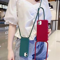 Crossbody colar cinta cordão cordão telefone caso, silicone macio TPU tampa traseira para Samsung Galaxy S10, S9, S10E, nota 10 Plus - Image 2
