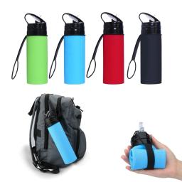 Copo de água leve portátil, garrafa esportiva de silicone, reutilizável, dobrável, destacável com tubos de sucção, acessórios ao ar livre, 600ml - Image 1