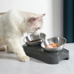 Tigelas para cães gatos com suporte alimentador água para alimentos para animais estimação, plataforma 15 °, - Image 3