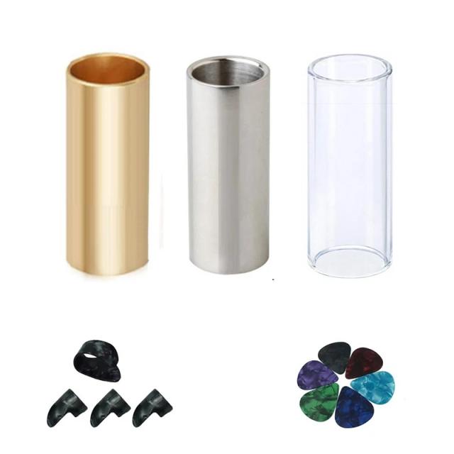 Kit Completo de Corrediças para Guitarra: 1 Vidro, 1 Aço, 1 Latão com 6 e 4 Opções