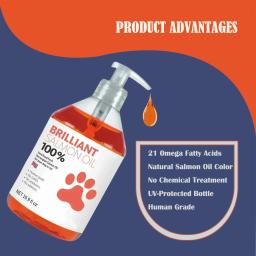 Óleo de salmão natural para cães, ômega, suplemento de ácidos graxos, grau humano, suporte nutricional, 500ml - Image 2