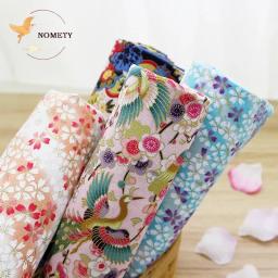 Tecido de algodão bronzeado impresso para DIY Patchwork, estilo japonês, padrão floral pano para costura, quimono vestido, sacos, feitos à mão, 145x50cm - Image 3