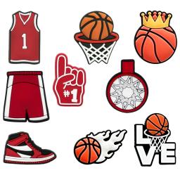 Encantos de Basquete para Homens e Crianças, Love Hoops, Presente Esportivo, Decorações, Uniforme, Sandália, Fivela de Ornamento, Menino, 1 Pc, 9Pcs - Image 1