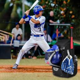 Mochila de beisebol para jovens, Softball Bat Bag com compartimento de sapato e gancho, Possui luvas de morcego, Capacetes - Image 2