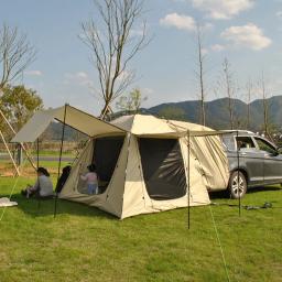 Tenda traseira do carro atualizada para 4 pessoas, auto-condução, 3 portas, acampamento ao ar livre, família, extensão anti-mosquito, pérgola integrada com toldo - Image 1