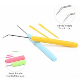 Knitting Crochet Hook Kit, Bent Hooks Acessórios, Picking Needle, Conjunto de agulhas de costura, Plástico, 2 Pcs - Image 2