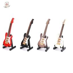 Mini guitarra elétrica em miniatura de madeira, instrumento musical, decoração de guitarra, presente para quarto, sala de estar, 1pc - Image 1