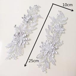 Bordados 3D Lace Guarnição Patches, Costurar Em Patch, Applique Flor, DIY Bordados, Roupas e Bolsa, Emblemas Acessórios, 1 Par - Image 6