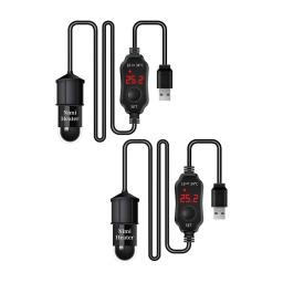 Aquecedor de aquário com proteção contra superaquecimento, inteligente com controlador para água salgada e água doce, mini display digital, USB, 10W - Image 2