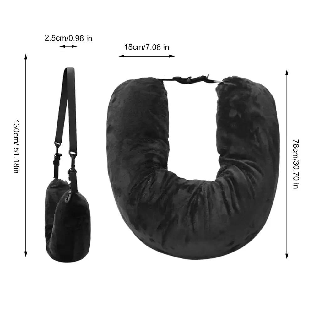 Travesseiro portátil do pescoço do curso para o trem, fronha stuffable roupa, suporte recarregável - Image 1