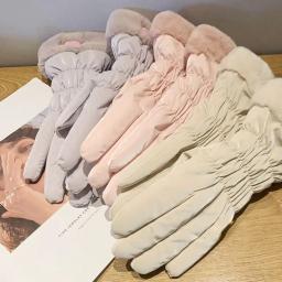 Luvas de esqui femininas inverno velo engrossado quente de pelúcia algodão impermeável luvas de tela sensível ao toque para equitação ao ar livre montanhismo - Image 5