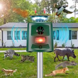 Outdoor Solar Ultrasonic Animal Repelente, Impermeável dissuasor, Piscando Luz LED, Cão, Gato, Ratos, Jardim, Fazenda, Dirigir - Image 4