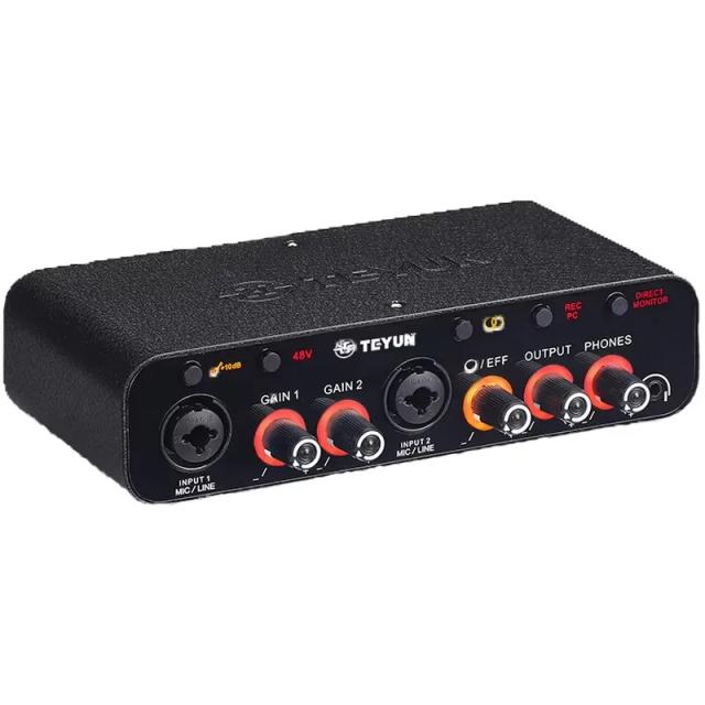 Interface de Áudio Teyun Q-26: Placa de Som Profissional para Gravação de Guitarra Elétrica e Monitoramento ao Vivo em Estúdio