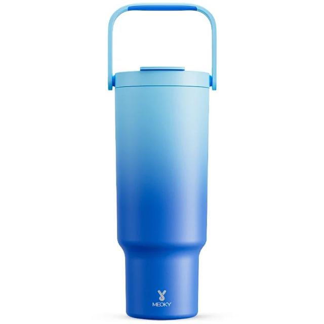 Copo de Aço Inoxidável Meoky 40oz: Garrafa Isolada a Vácuo Azul e Resistente a Vazamentos para Home Office e Carro
