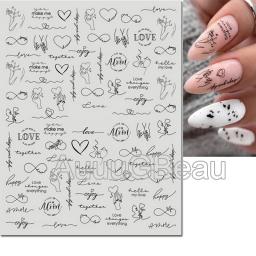 3d adesivos para nail art, dia dos namorados adesivos, linhas geométricas, rosto, sliders adesivos, decoração para dicas de unhas, beleza - Image 4