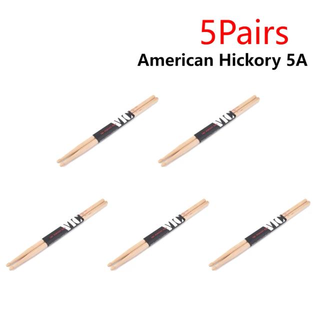 Baquetas leves em madeira Pitch American Beige para bateria acústica e eletrônica - Disponíveis em 5A e 7A, 1 a 5 pares