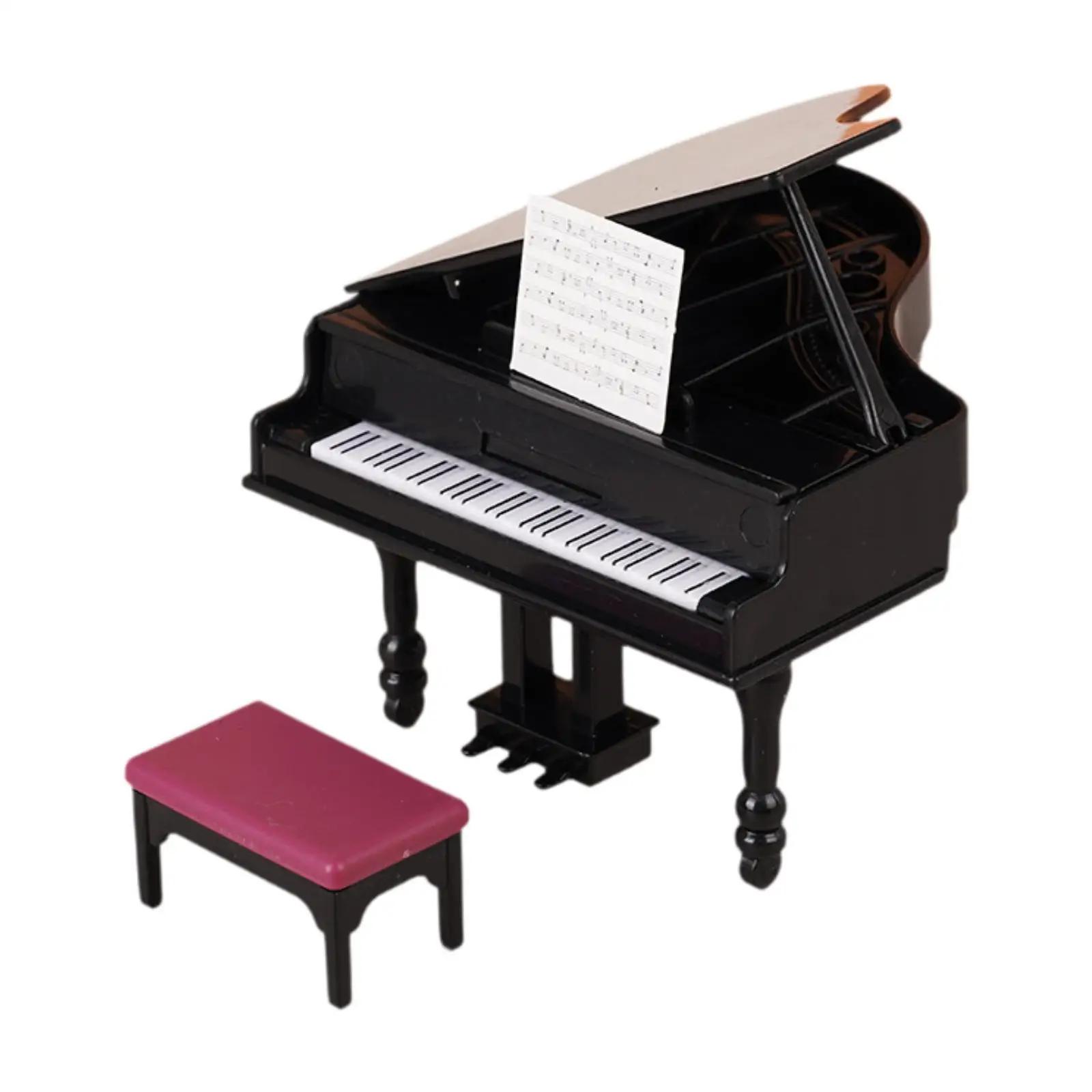 Mini piano de cauda para sala e Dollhouse, instrumento musical, 1:12 - Image 1
