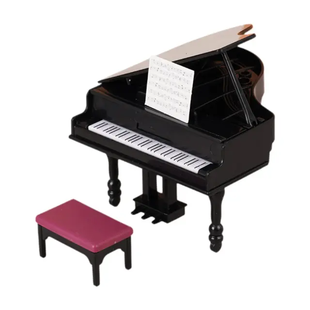 Mini Piano de Cauda para Sala e Casa de Bonecas - Instrumento Musical em Escala 1:12