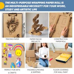 Rolo De Papel De Embrulho, Adequado Para Embalagem De Presente Embalagem Transporte Artesanato, Rolo De Papel Kraft Brown 30cm 11,8" - Image 4