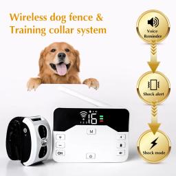 Sistema eletrônico de cerca para cães 2 em 1, sem fio, coleira de treinamento remoto, vibração de choque e contenimento de animais de estimação para cachorros de todos os tamanhos - Image 3