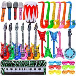 Inflável Rock Star Toy Set, Decorações De Festa, Adereços De Festa, Instrumento Musical, Guitarra, Saxofone, Teclado, Piano, 80s, 90s - Image 1