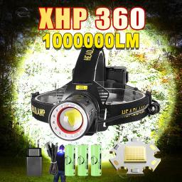 1000000lm xhp360 cabeça lanterna poderosa xhp70 frente led recarregável cabeça lanterna de pesca acampamento cabeça lanterna - Image 1