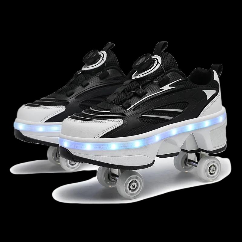 Sapatos de patins de deformação, patins de 4 rodas de fileira dupla, tênis com rodas, dupla finalidade - Image 1