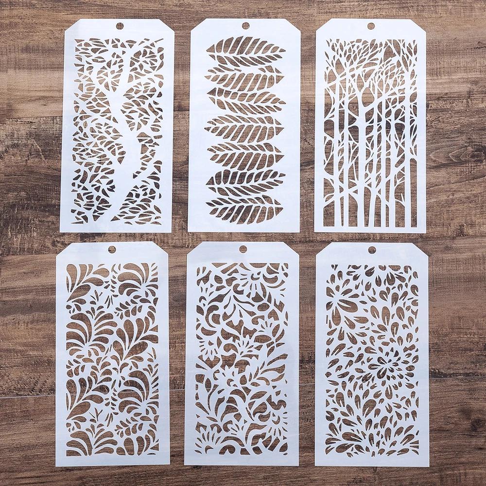 Poppy Tropical Folha Stencil, Artesanato DIY, Scrapbooking Stamping Album Artesanato, Cartões de Papel Decorativos, 6 Pcs - Image 1