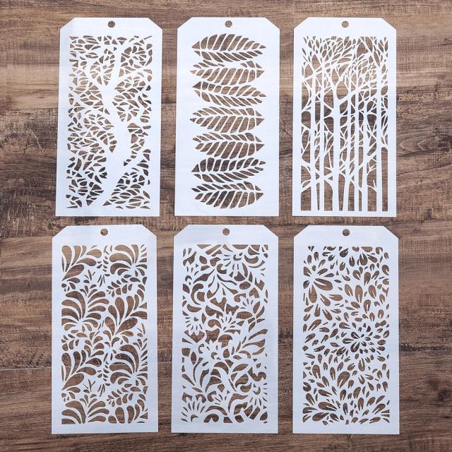 Stencil de Folha Poppy Tropical para Artesanato DIY e Scrapbooking - Conjunto com 6 Peças para Decorar Cartões e Álbuns