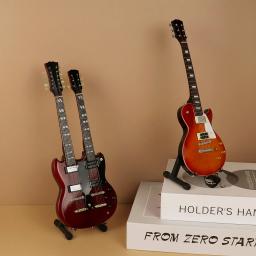 Miniatura guitarra réplica mini baixo elétrico modelo de exibição de madeira mini instrumento musical casa bonecas acessórios coleção decoração - Image 6