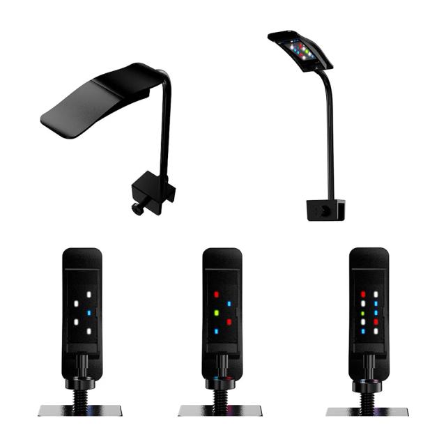 Aquário LED Compacto com Temporizador, Luz Ajustável de 10 Brilhos e Rotação de 360° - 6W, USB e Clip para Tanques de Peixes