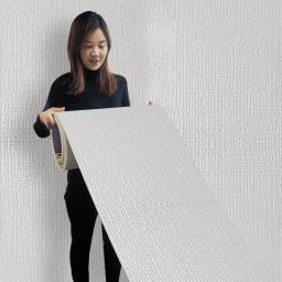 PE espuma algodão adesivo de parede estilo linho auto-adesivo filme aluminizado isolamento decoração da parede filme quarto sala de estar à prova dwaterproof água paisagismo parede decoração da casa papel de parede - Image 1
