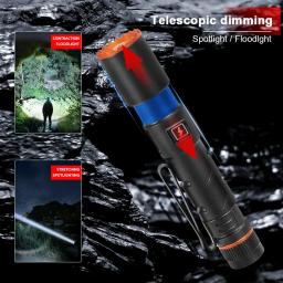 Lanterna LED com Pen Clip, Bateria de Lítio 10440, Zoom Retrátil, Lanterna Magnética, Carregamento Tipo-C, Outdoor Adventure, Novo - Image 3