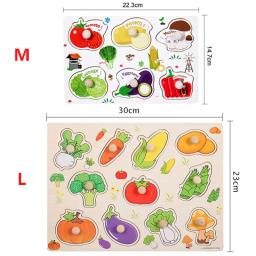 Montessori brinquedos do bebê de madeira peg quebra-cabeças mão grab placas brinquedos tangram quebra-cabeça dos desenhos animados animais frutas 3d quebra-cabeças brinquedos educativos - Image 6