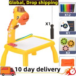 LED Projector Art Drawing Board para crianças, Brinquedos de mesa para crianças, Mesa de pintura, Artesanato, Ferramentas de pintura aprendizagem educacional - Image 1
